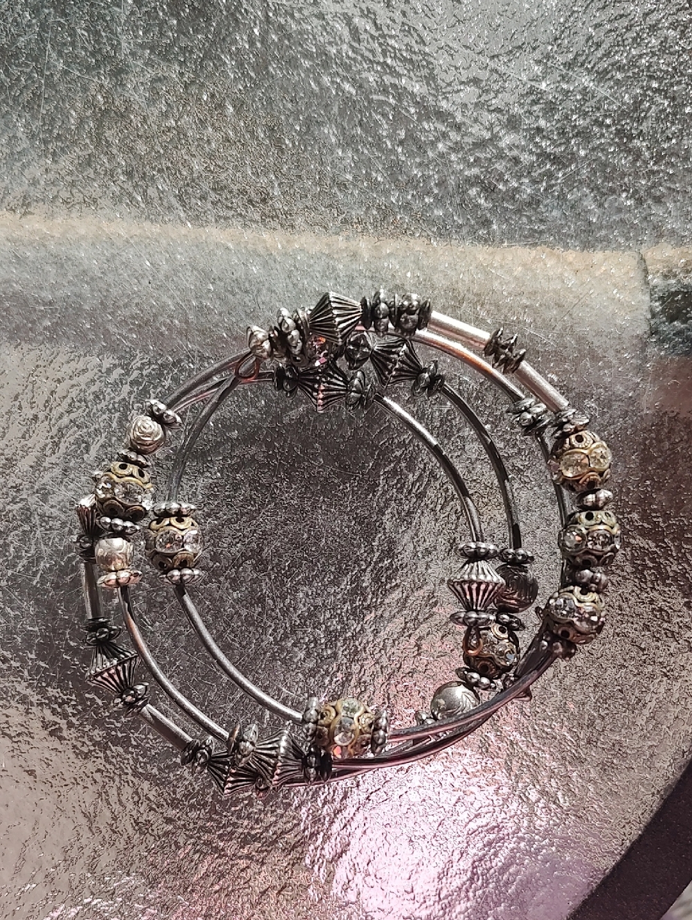 Antique Style Silver Multi-Strand Beaded Bracelet